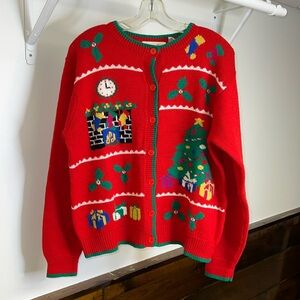 Allison‎ Smith Wool Blend Holiday Cardigan- L